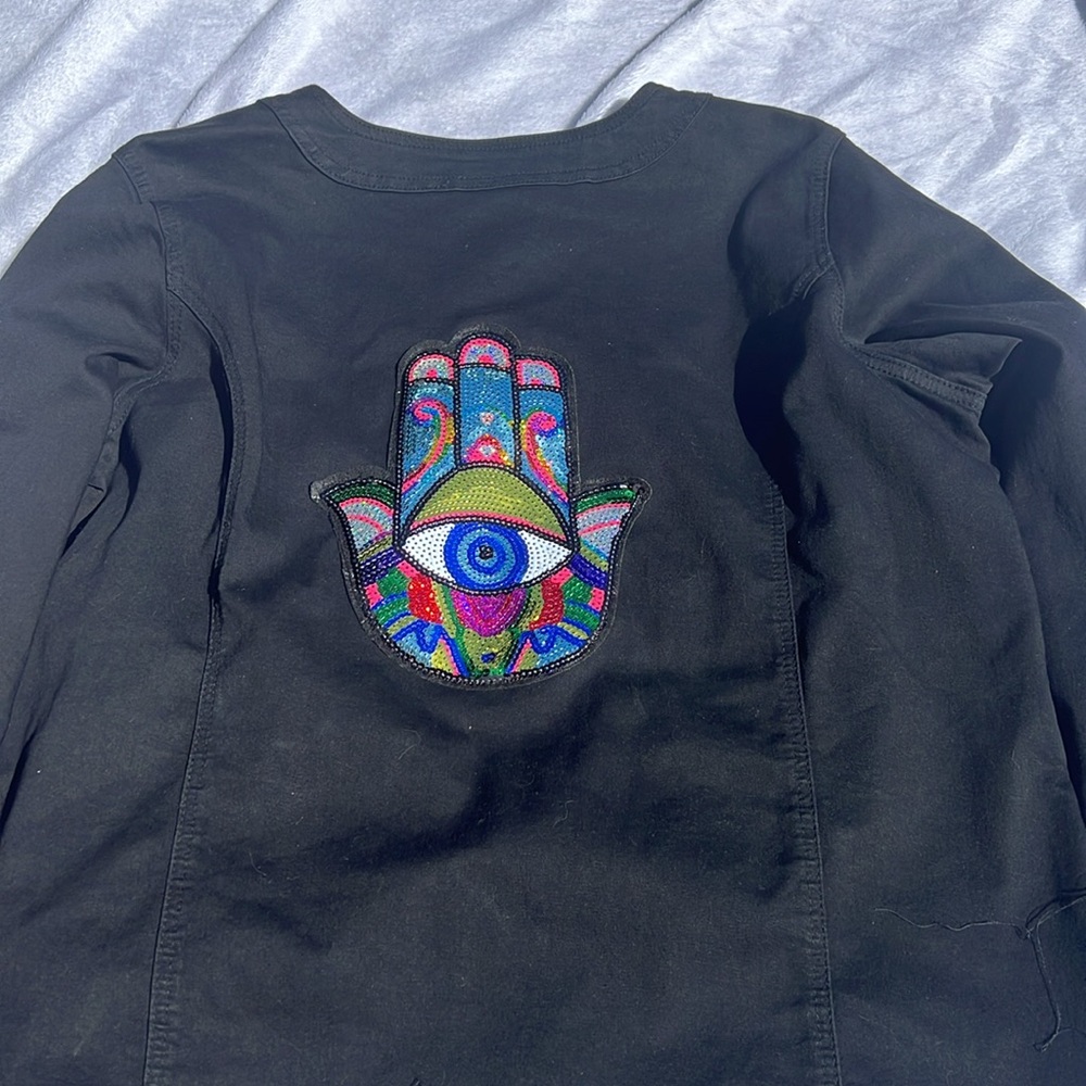 Beautiful Jacket With Sequined Hamsa Patch - image 3